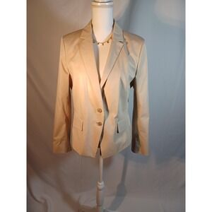 Ann Taylor Pant Suit Set Womens 14 14T Beige 2 Piece Jacket Pants Career Work